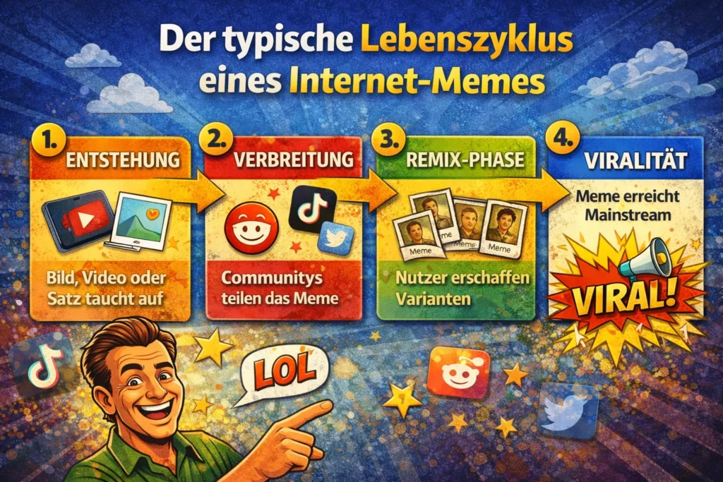 Der typische Lebenszyklus eines Internet Memes – Entstehung, Verbreitung, Remix Phase und Viralität erklärt am Beispiel Bob Tschigerillo Meme